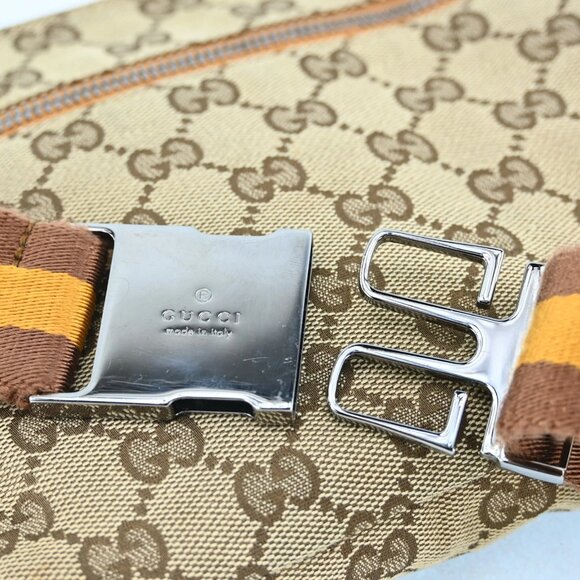AUTHENTIC GUCCI GG Canvas Waist bag Beige Yellow bsj580-110825 - Picture 14 of 16